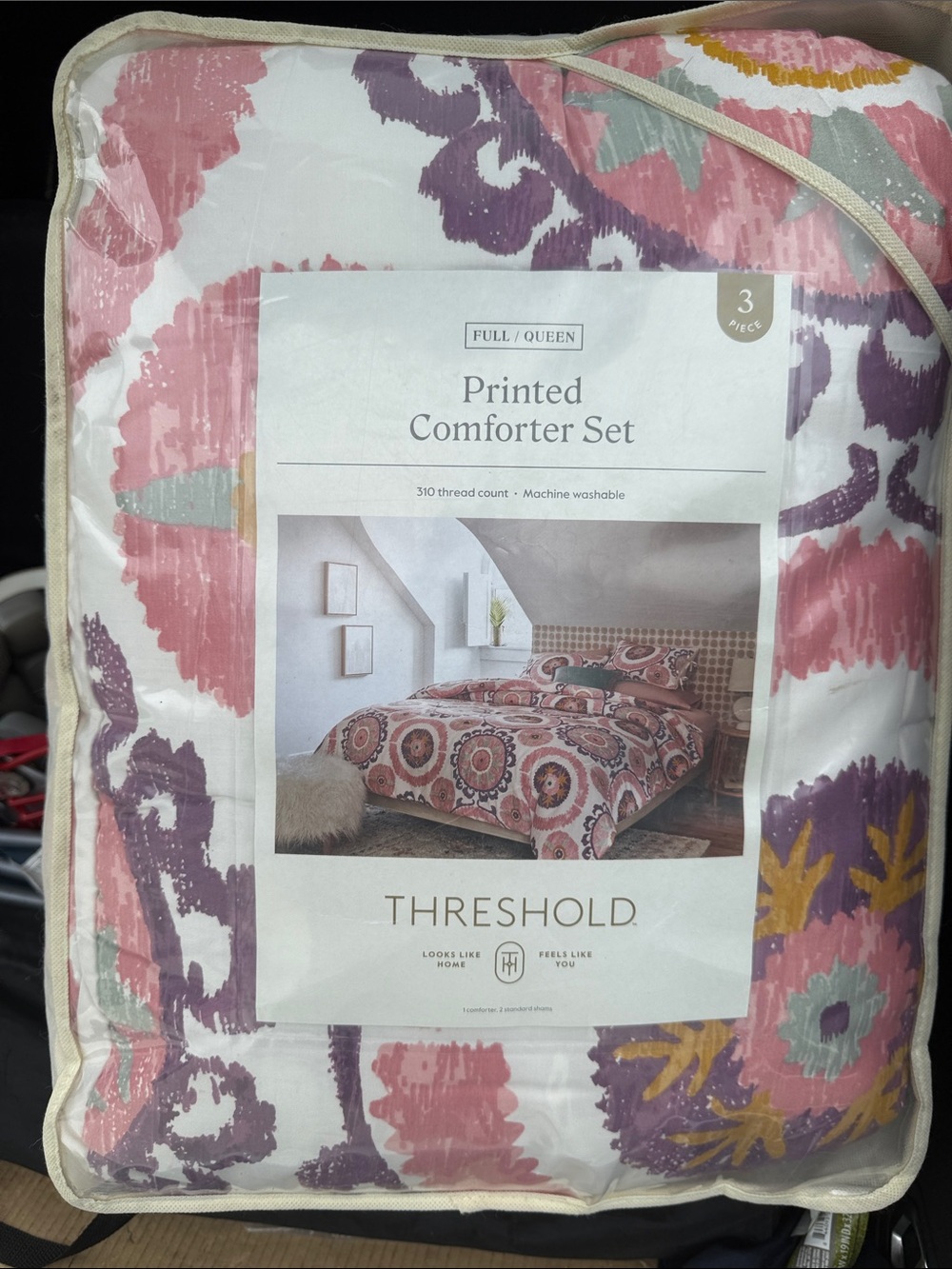 Threshold Printed Comforter Set Cotton Sateen Full Queen Floral Queen Cotton